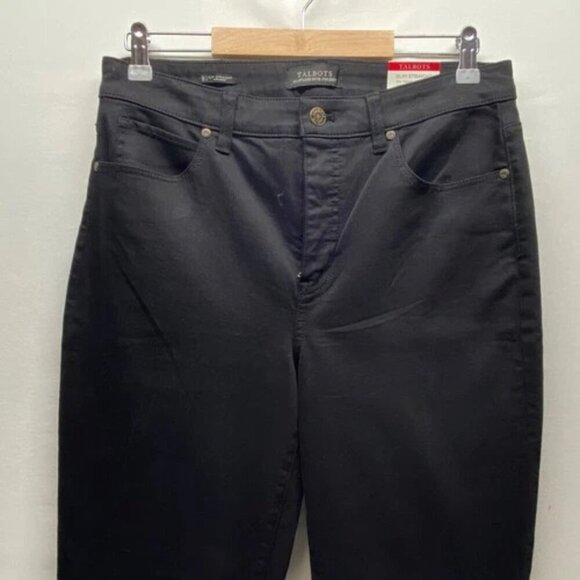 Talbots Flawless Jeans Women's 8 Black Denim High Waist Modern Ankle Raw Hem NWT - Picture 2 of 14